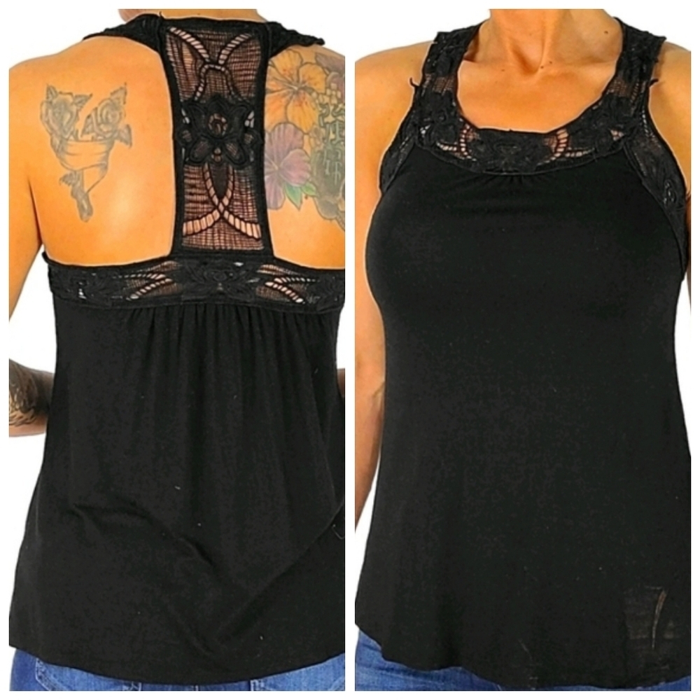 Jack Bb Dakota Black Tank Lace Collar Small